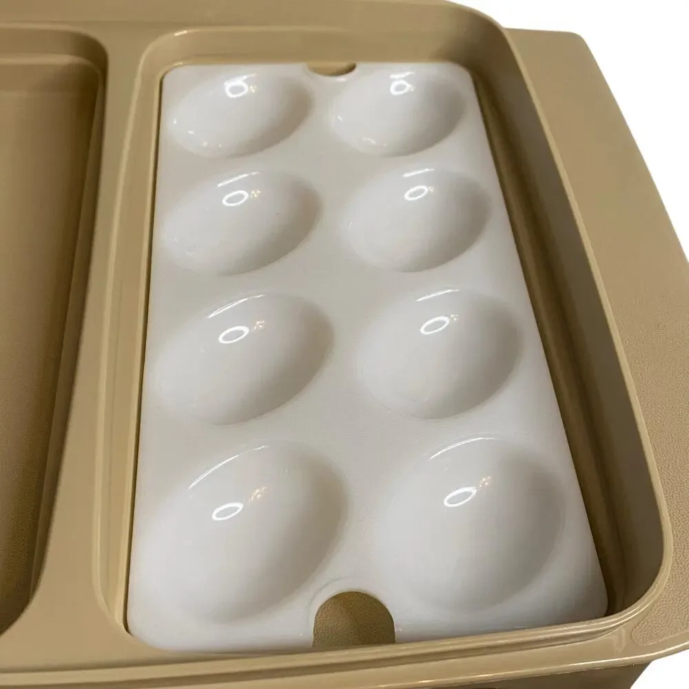 Vintage 70's Tupperwear  Beige Container for Deviled Eggs with ONE egg insert